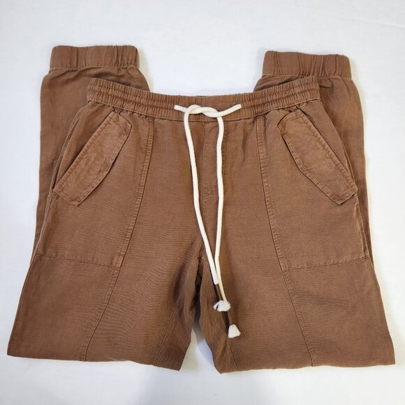 C&C California Linen Blend Jogger Pant Womens S Umber Brown Pull On - Picture 9 of 10